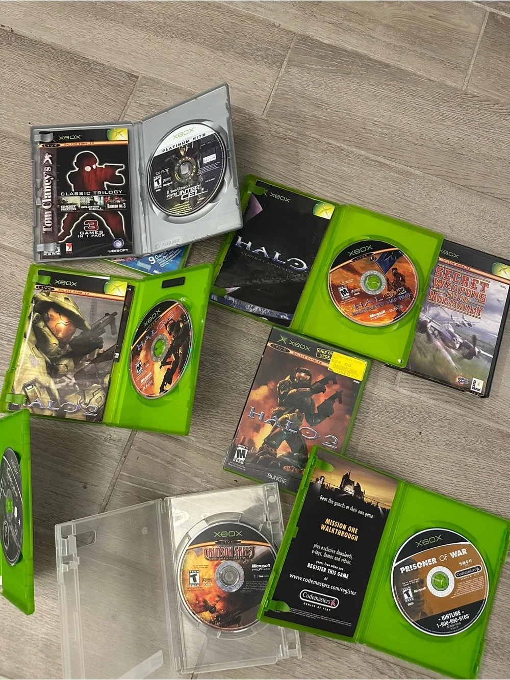 VTG Original Xbox Video Games (9) (Tom Clancy’s Classic Trilogy, Halo, Enclave)